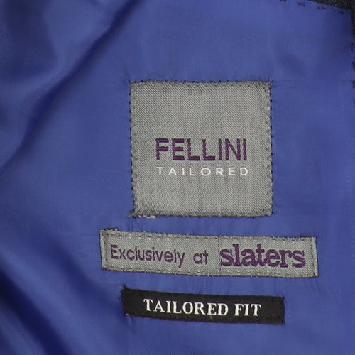 Fellini Men’s Navy Checked Blazer 44R Tailored Fit