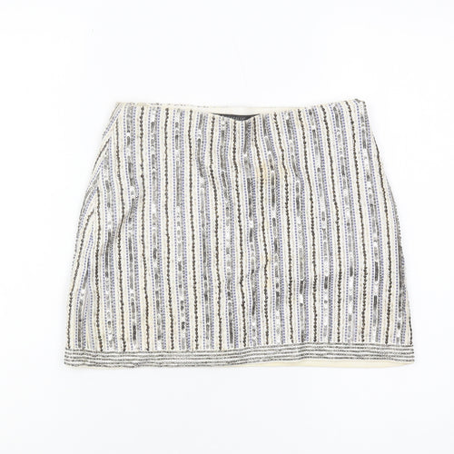 Trafaluc Women's Multicoloured Sequin Skirt, S, Striped