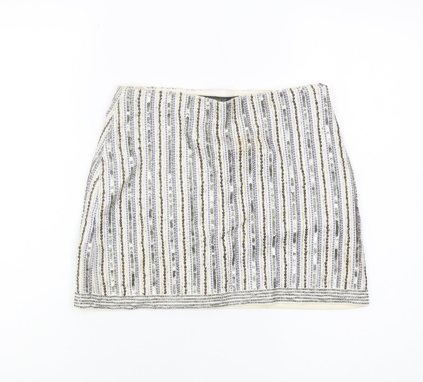 Trafaluc Women's Multicoloured Sequin Skirt, S, Striped
