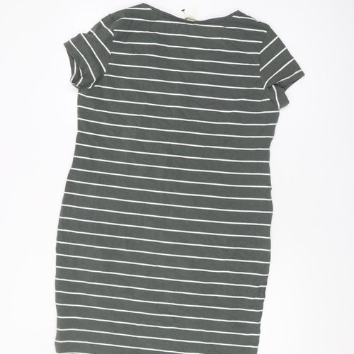 BASIC Women's Green Striped T-Shirt Dress Size 12