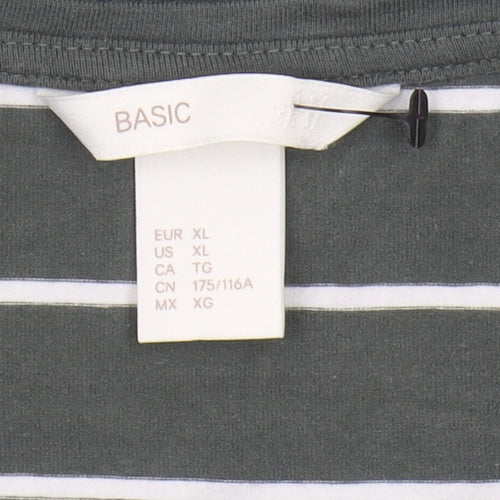 BASIC Women's Green Striped T-Shirt Dress Size 12