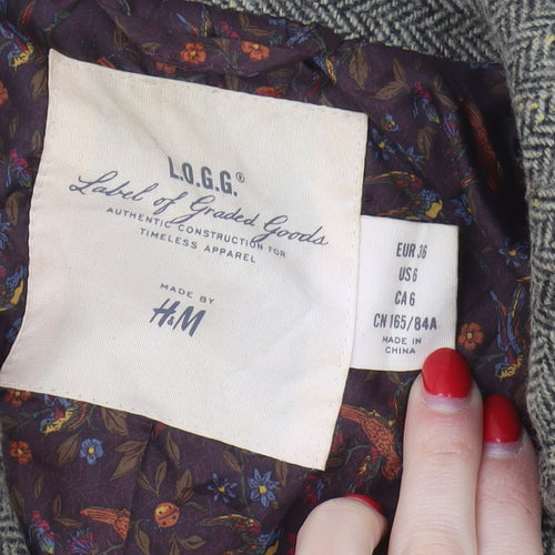 Grey H&M Women's Tweed Blazer Size 8 - Lined, Casual