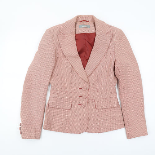 Wallis Women's Red Geometric Blazer - Size 8