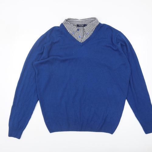 James Pringle Men's Blue XL V-Neck Pullover Jumper