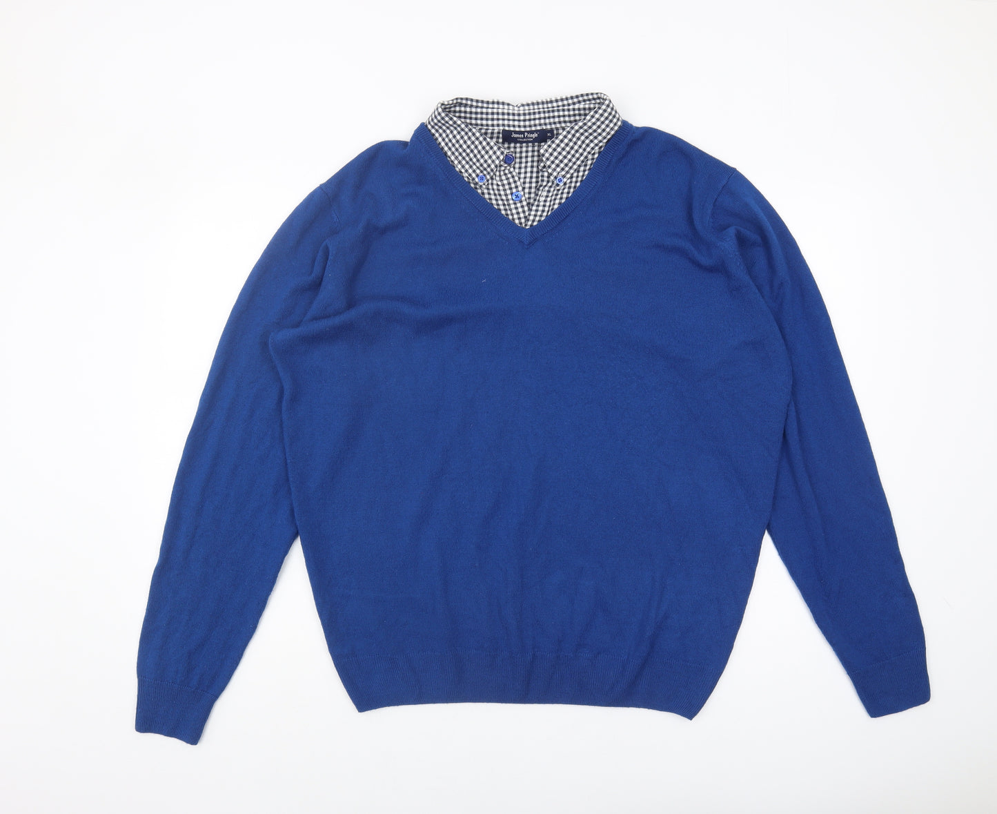 James Pringle Men's Blue XL V-Neck Pullover Jumper