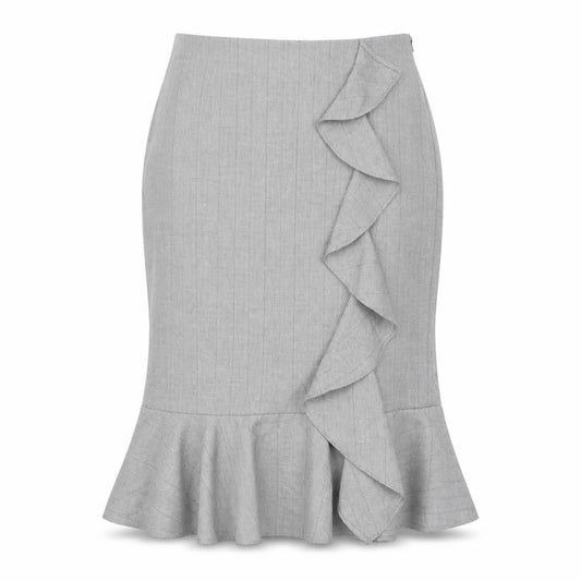 Front view of Marks & Spencer Grey Trumpet Midi Skirt, size 12