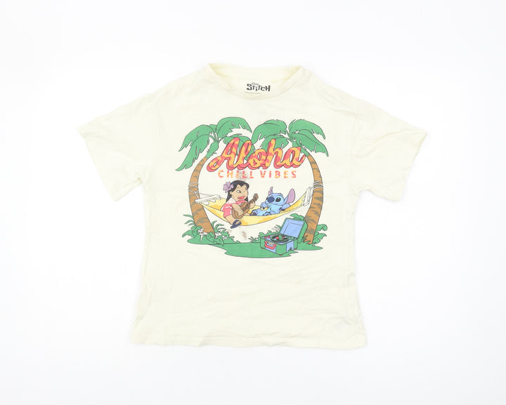 Next Girls White Lilo & Stitch Graphic T-Shirt 9 Years