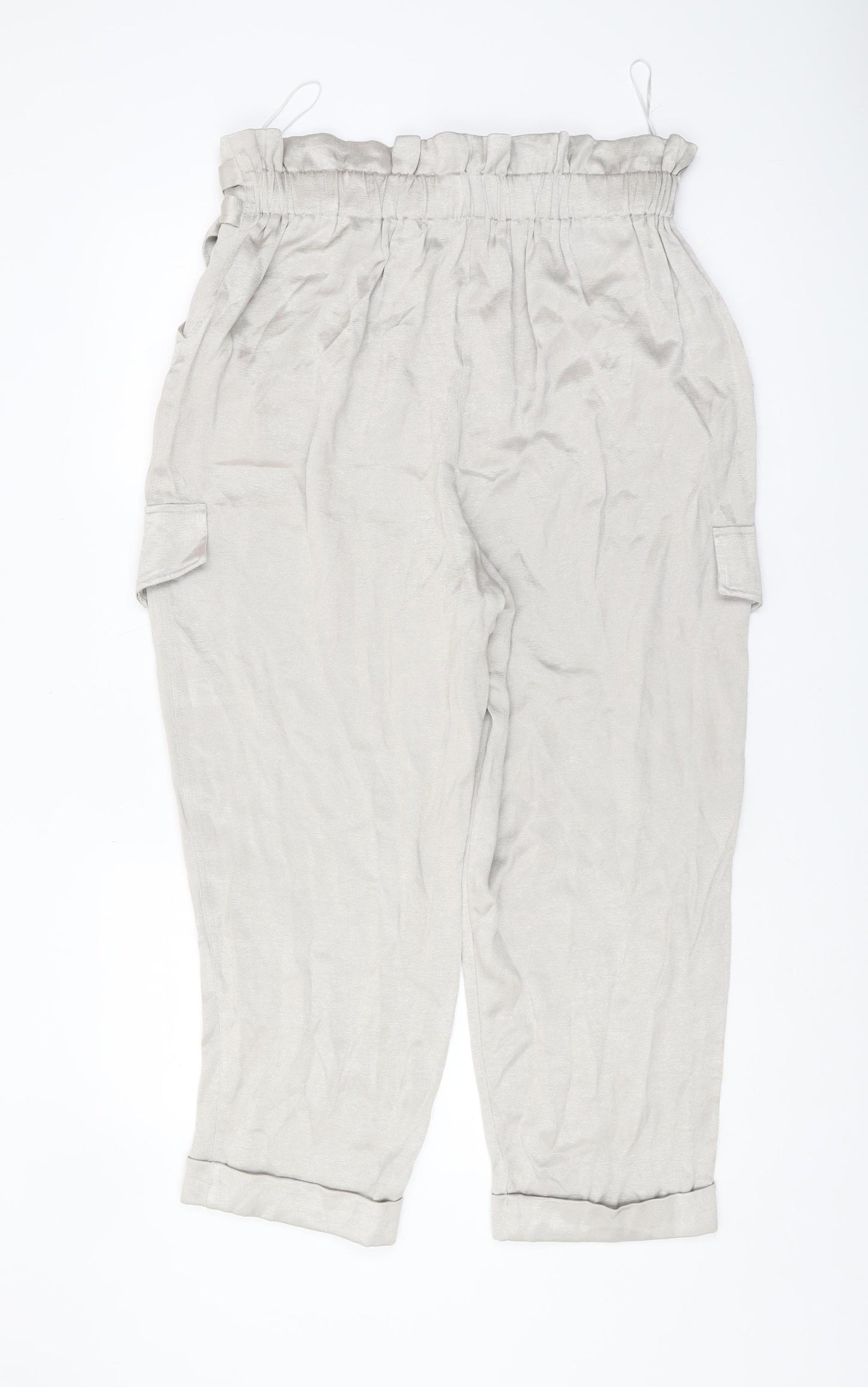 River Island Women's Beige Paperbag Trousers Size 16