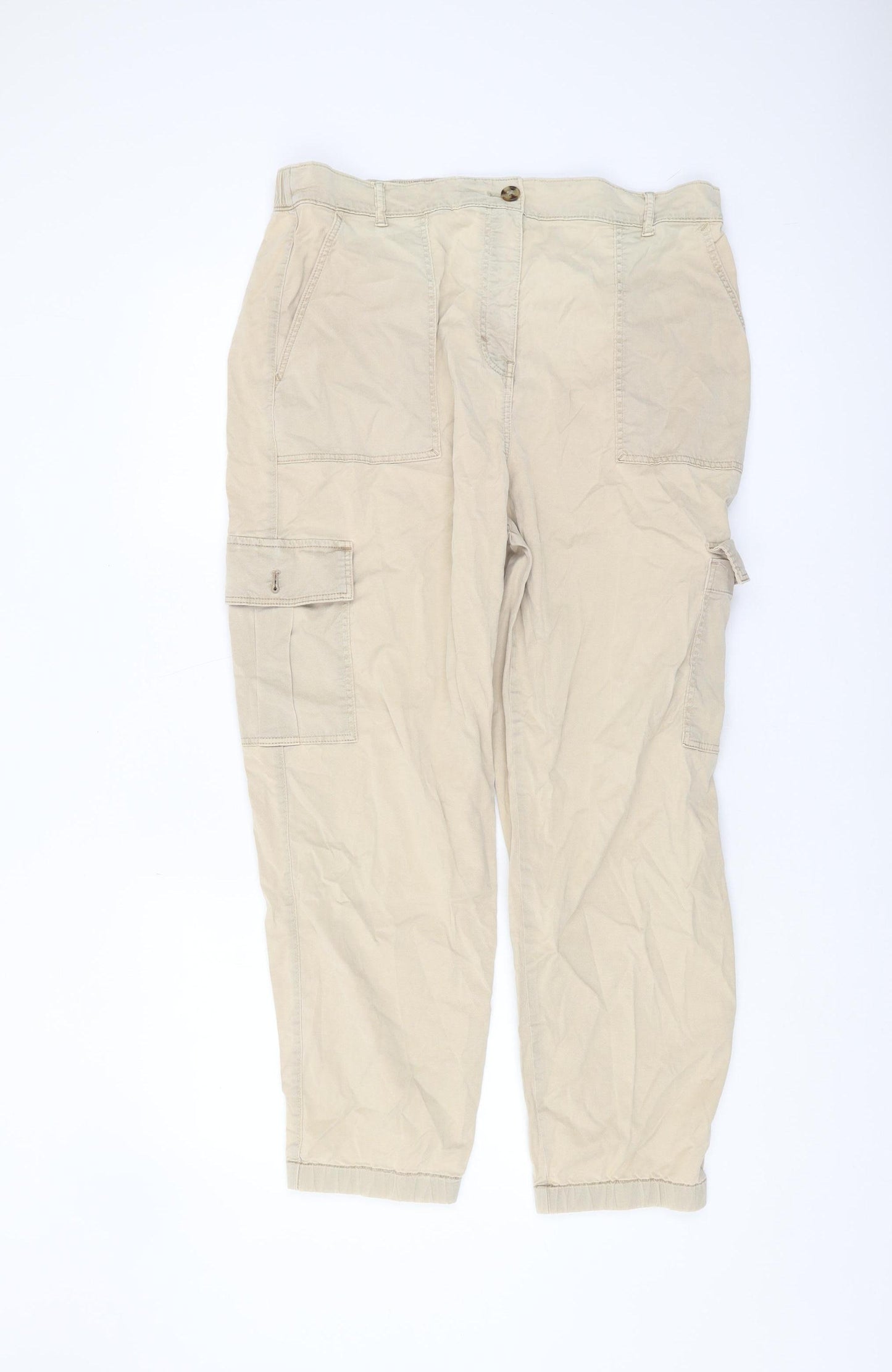 Marks and Spencer Women's Beige Cargo Trousers Size 16