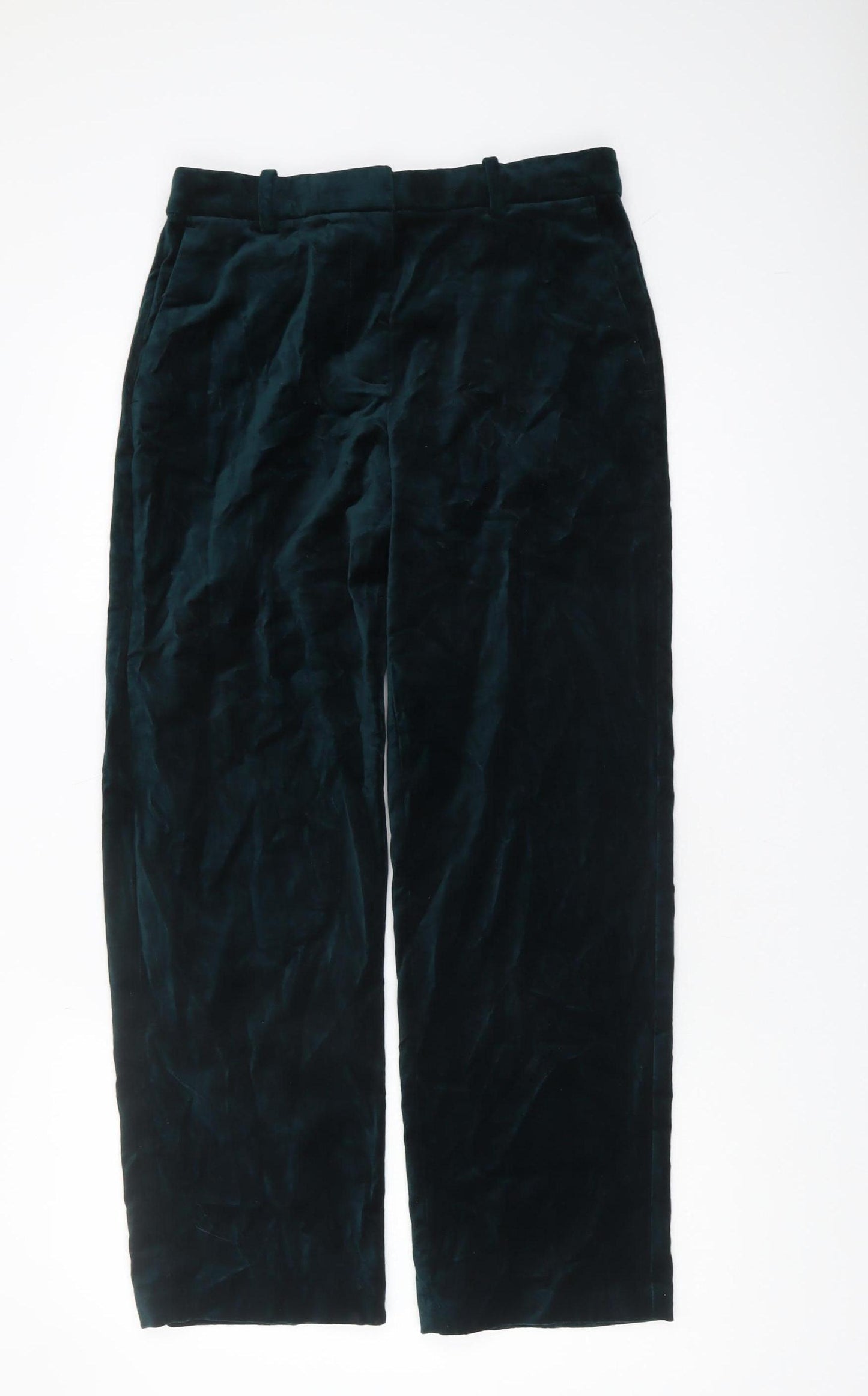 Marks and Spencer Women's Green Slim Cotton Trousers