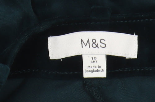 Marks and Spencer Women's Green Slim Cotton Trousers