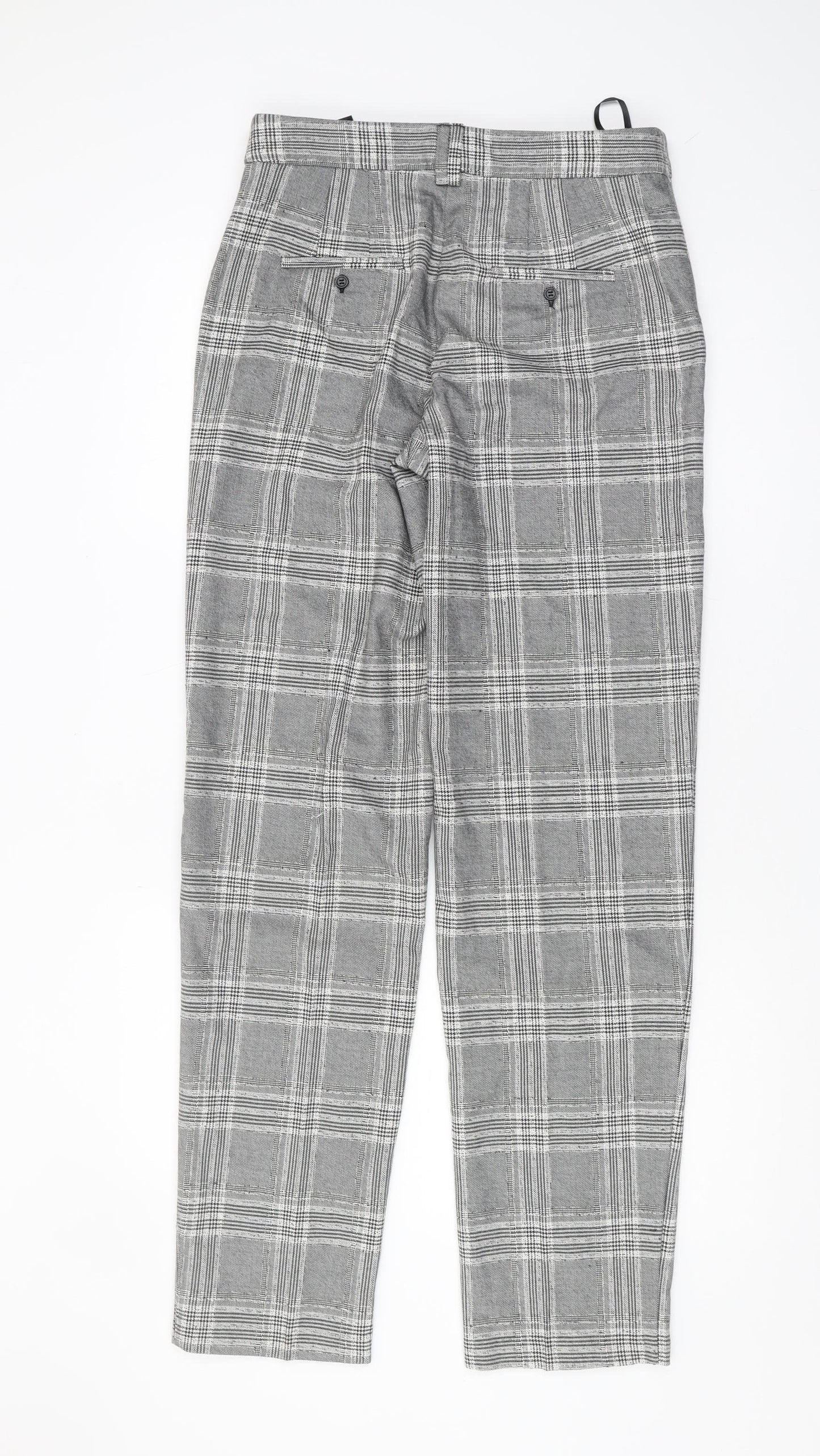 Marks and Spencer Women's Grey Check Trousers Size 8