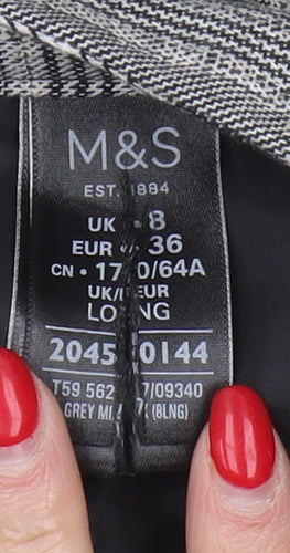 Marks and Spencer Women's Grey Check Trousers Size 8