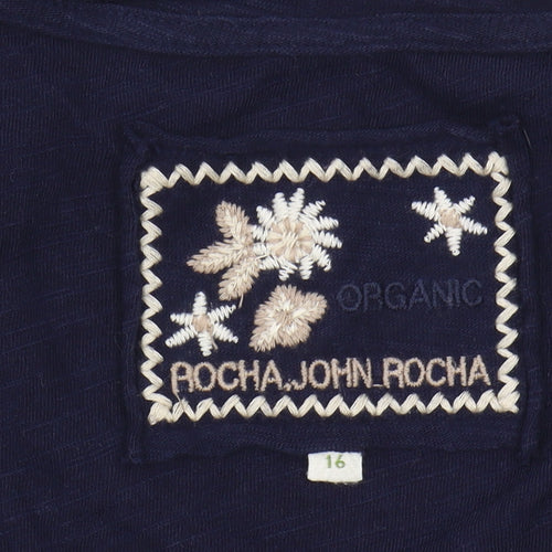 Rocha John Rocha Women's Blue Embroidered T-Shirt Size 16