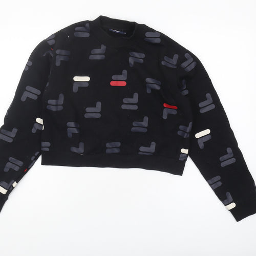 Fila Women's Black Geometric Pullover Sweatshirt M