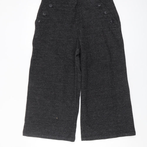 White Stuff Women's Black Wide-Leg Button Trousers 12R