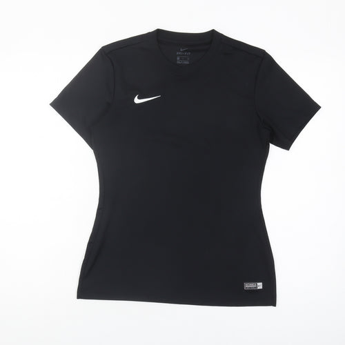 Nike Women's Black Slim Fit Gym T-Shirt S