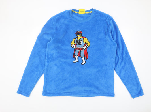 The Simpsons XL Men's Blue Pyjama Top - Cartoon Style