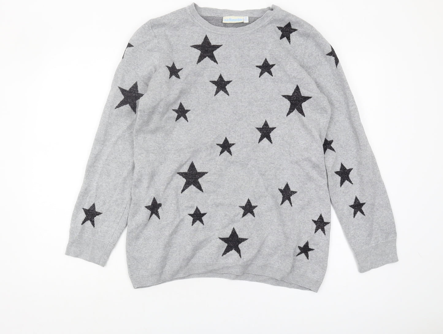 JoJo Maman Bébé Women's Grey Star Pullover Jumper M