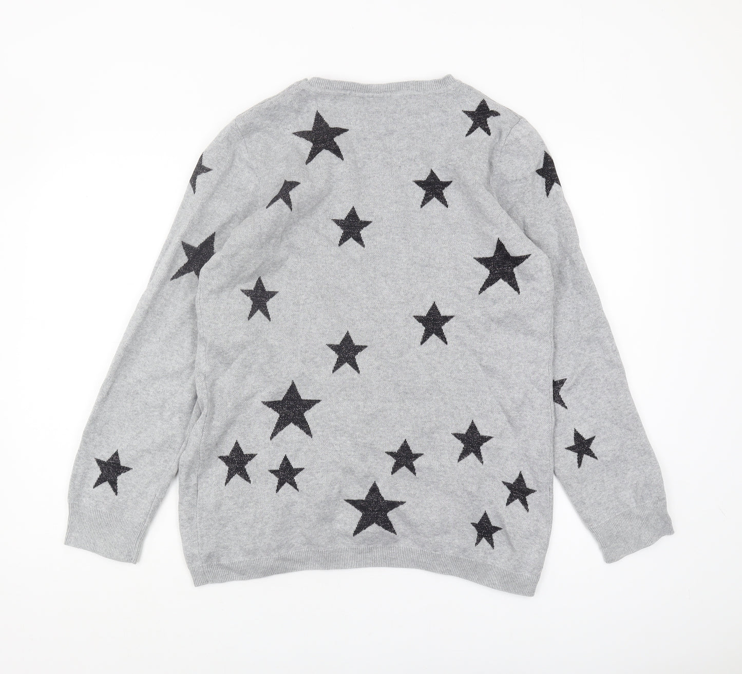 JoJo Maman Bébé Women's Grey Star Pullover Jumper M