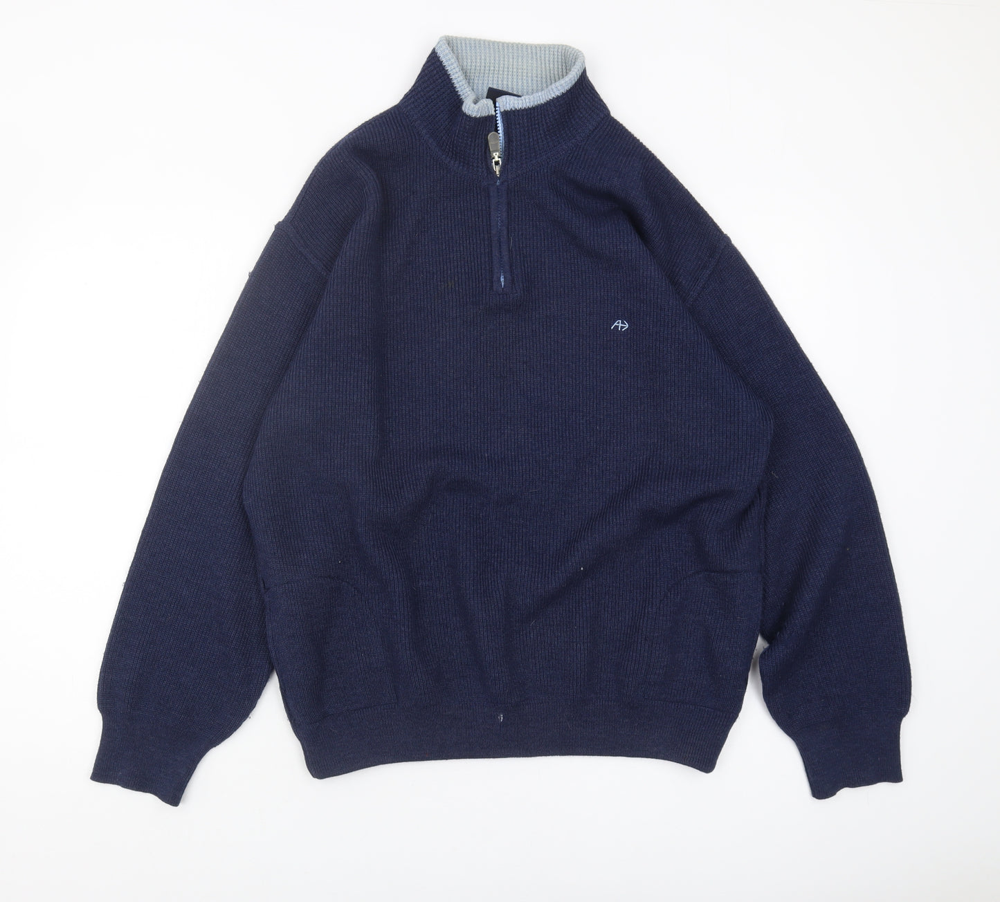 Arrow Men's Blue Pullover Jumper, L, High Neck, 1/2 Zip