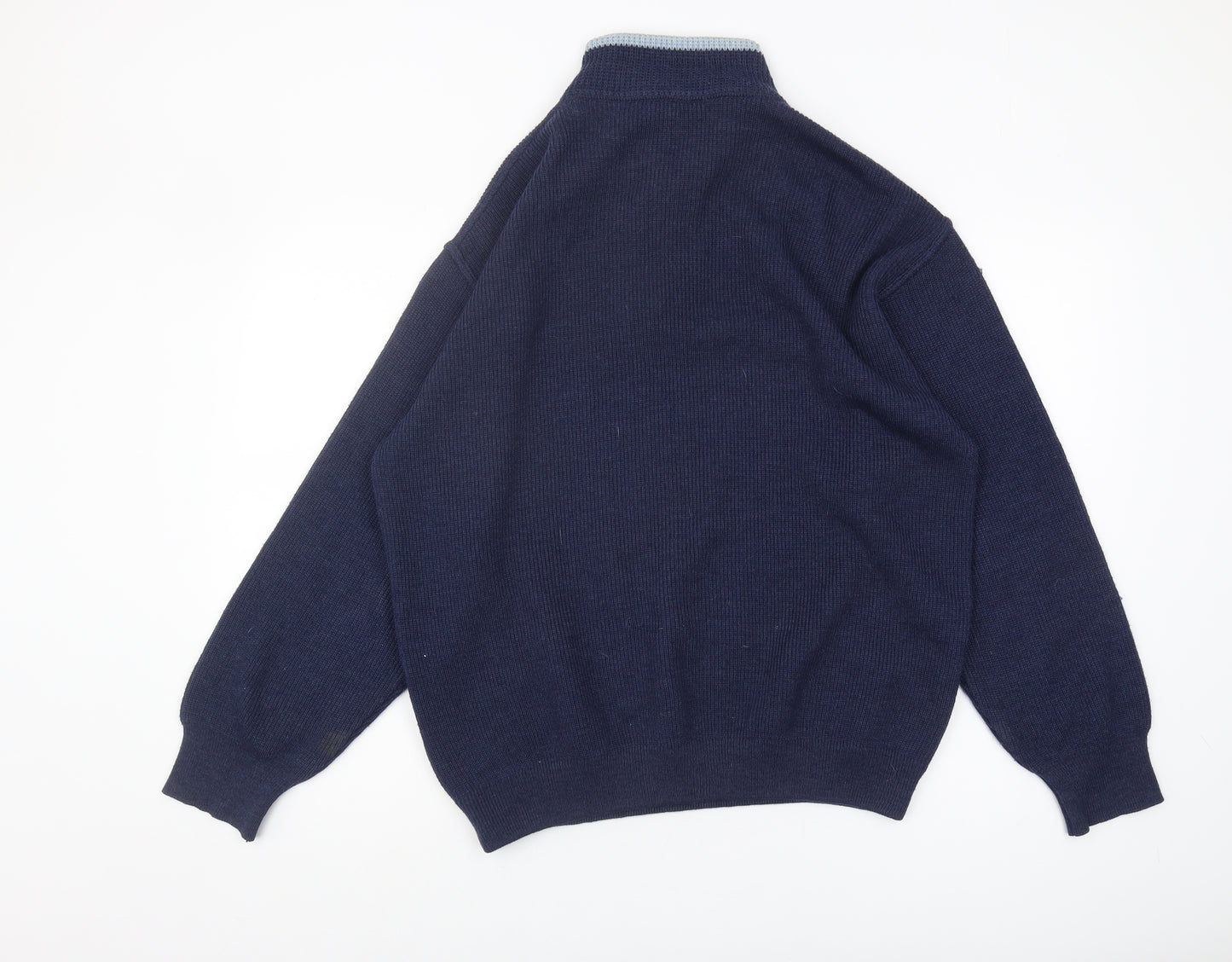 Arrow Men's Blue Pullover Jumper, L, High Neck, 1/2 Zip