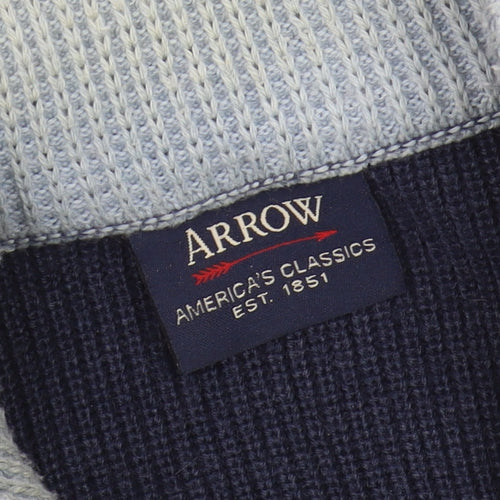 Arrow Men's Blue Pullover Jumper, L, High Neck, 1/2 Zip