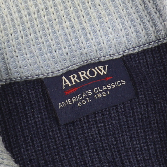 Arrow Men's Blue Pullover Jumper, L, High Neck, 1/2 Zip