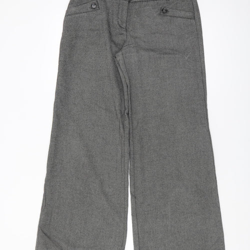 Marks and Spencer Grey Herringbone Wide-Leg Trousers, Size 12