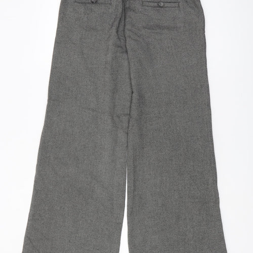 Marks and Spencer Grey Herringbone Wide-Leg Trousers, Size 12