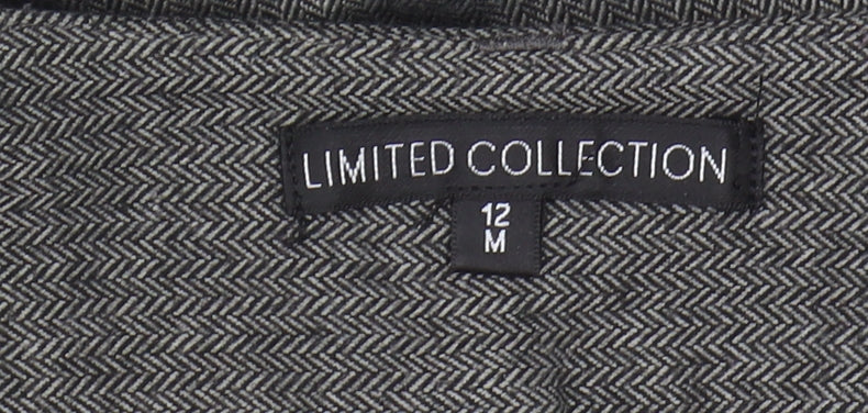 Marks and Spencer Grey Herringbone Wide-Leg Trousers, Size 12