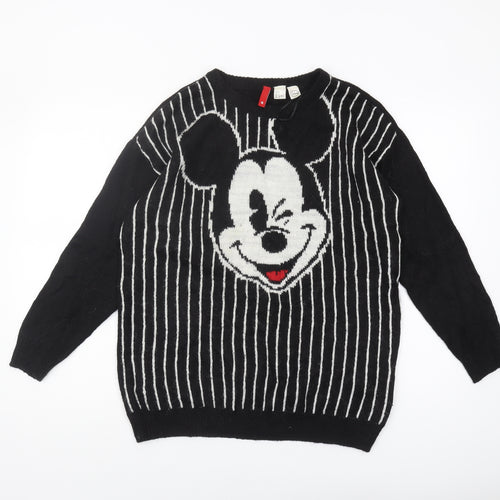 Disney Women's Black Pullover Mickey Mouse Jumper S