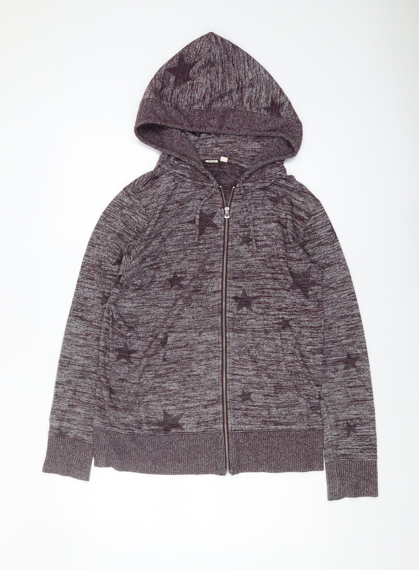 GAP Women's Purple Hooded Star Knit Full Zip Jumper S