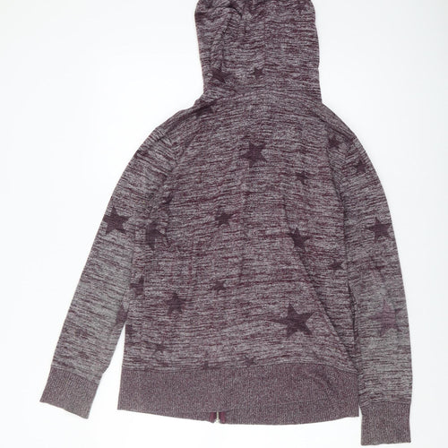 GAP Women's Purple Hooded Star Knit Full Zip Jumper S