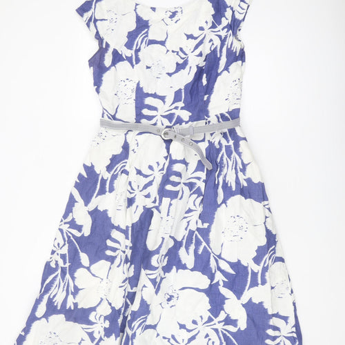 Marks and Spencer Women Blue A-Line Floral Dress 14