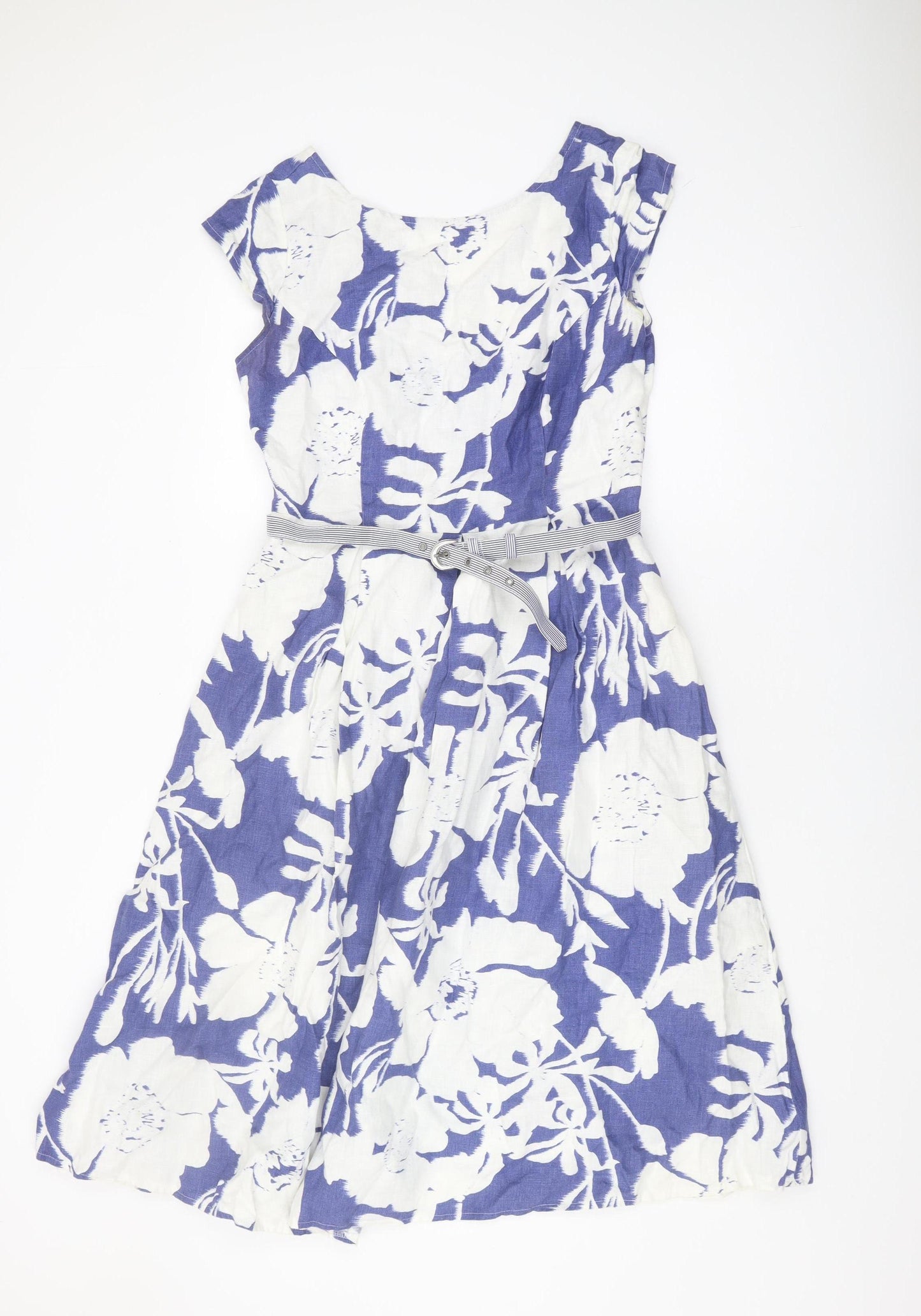 Marks and Spencer Women Blue A-Line Floral Dress 14
