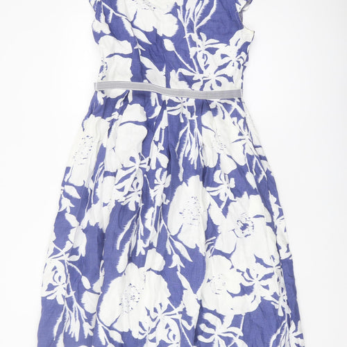 Marks and Spencer Women Blue A-Line Floral Dress 14