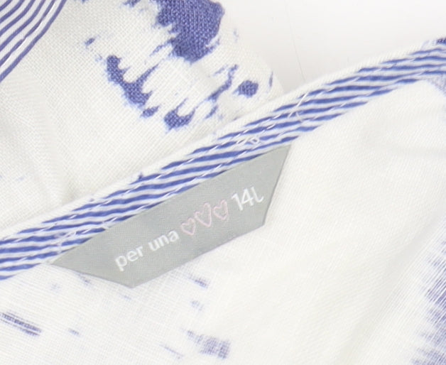 Marks and Spencer Women Blue A-Line Floral Dress 14