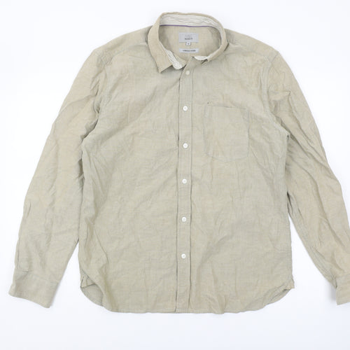 Marks and Spencer Men's Beige Button-Up Shirt M