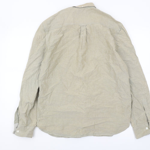 Marks and Spencer Men's Beige Button-Up Shirt M