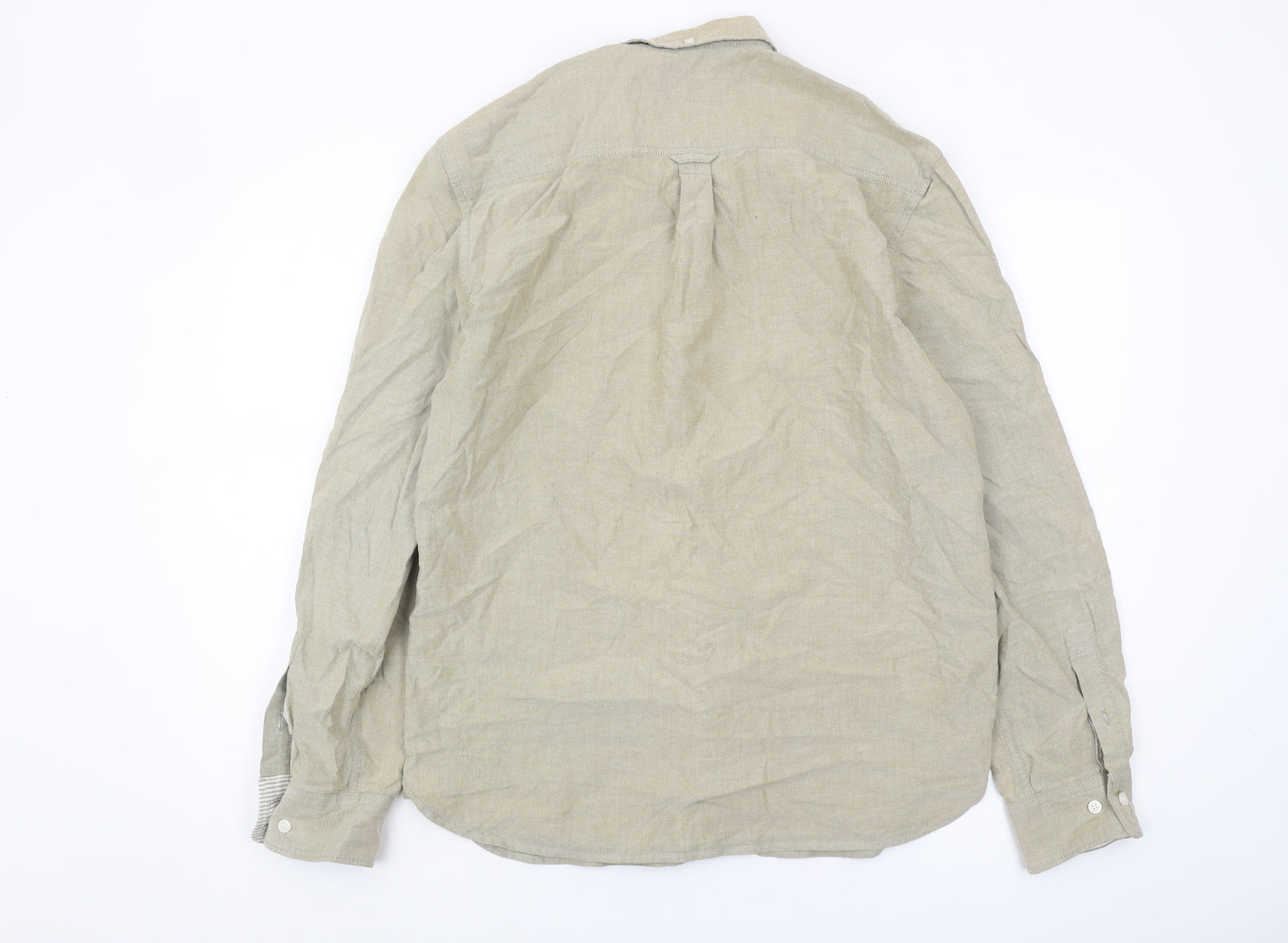 Marks and Spencer Men's Beige Button-Up Shirt M
