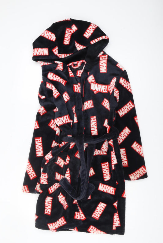 Marvel Boys Black Hooded Fleece Robe, Size 10-11 Years