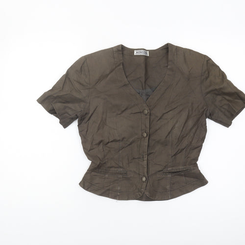Monsoon Women Brown Blouse, Size 10, V-Neck Casual