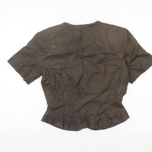 Monsoon Women Brown Blouse, Size 10, V-Neck Casual