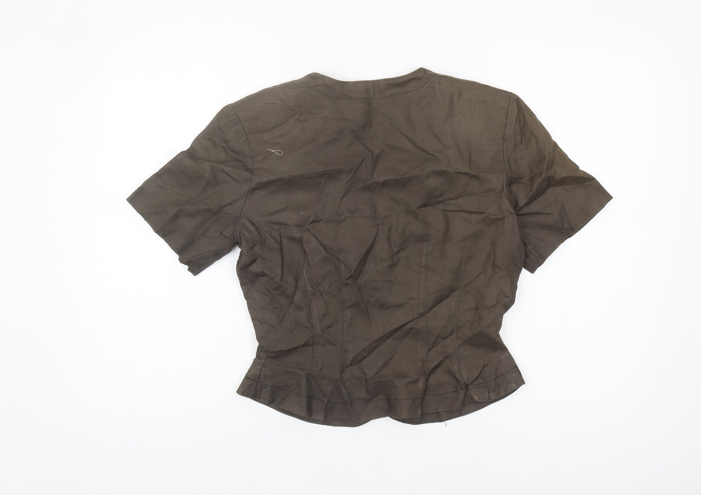 Monsoon Women Brown Blouse, Size 10, V-Neck Casual