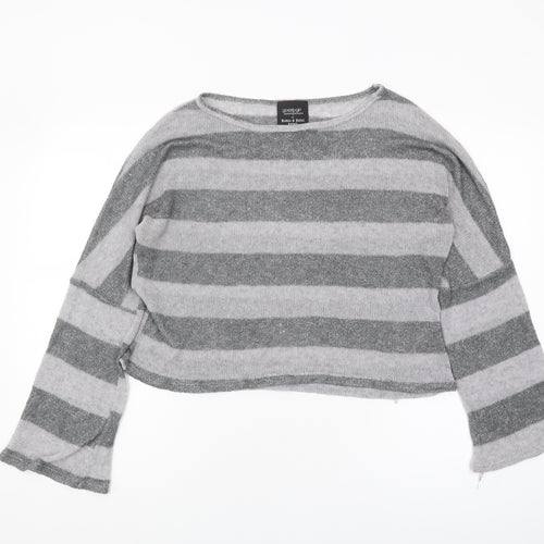 Romeo & Juliet Couture Womens Grey Striped Pullover Jumper L