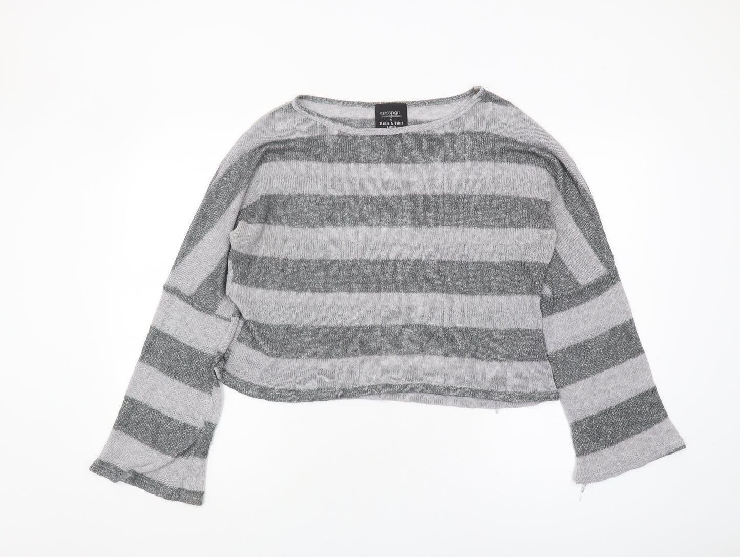 Romeo & Juliet Couture Womens Grey Striped Pullover Jumper L