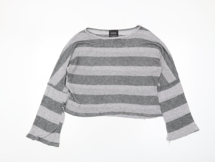 Romeo & Juliet Couture Womens Grey Striped Pullover Jumper L