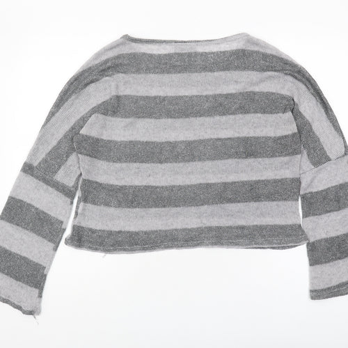 Romeo & Juliet Couture Womens Grey Striped Pullover Jumper L