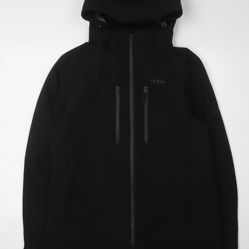TOG24 Men's Black Puffer Jacket M Hooded Waterproof